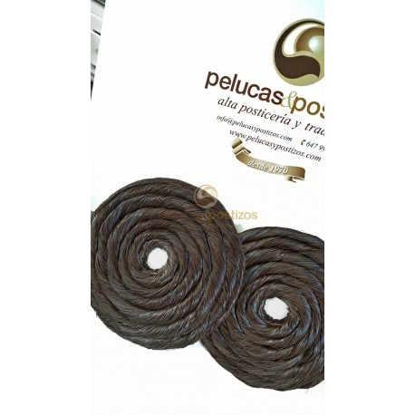 Rodetes Laterales De Fallera CABELLO NATURAL GRANDES CASTAÑO