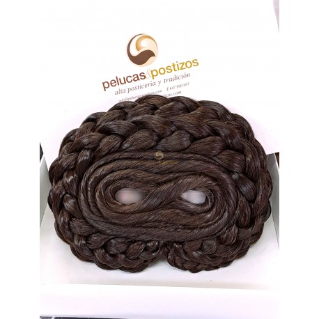 Moño Trasero de CABELLO NATURAL 8 MALLAS CASTAÑO